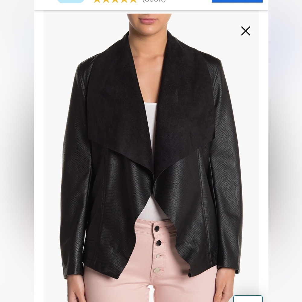 Tahari Faux Leather Moto Jacket size L